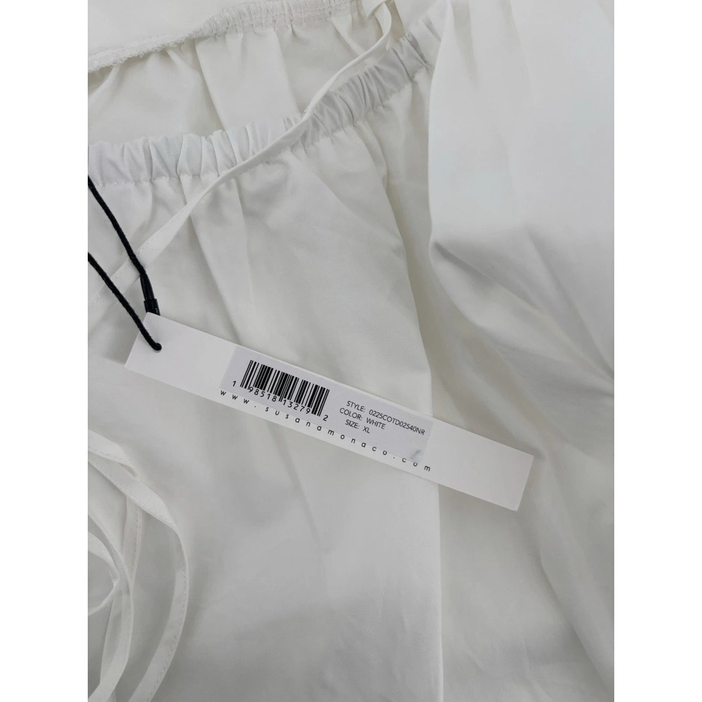 NWT Susana Monaco Poplin Square Wire Dress XL Lace Up Back Pockets Preppy $198 - Picture 7 of 12